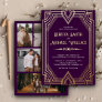 Elegant Geometric Art Deco Wedding Purple Gold Foil Invitation