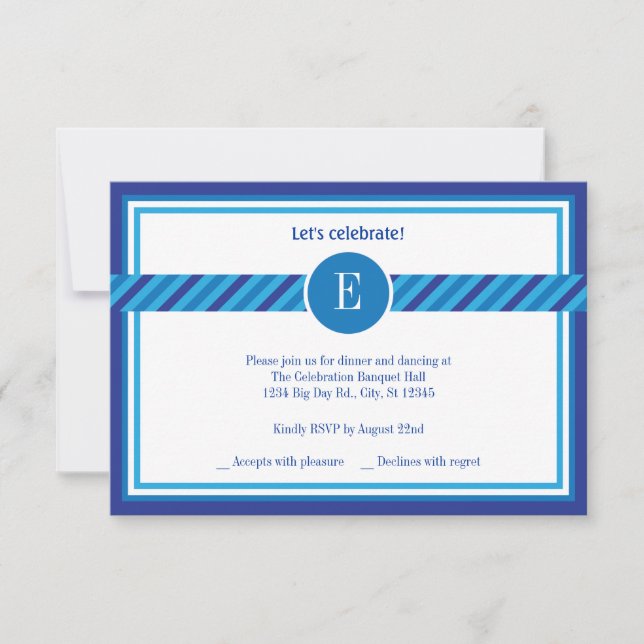 Elegant Geometric Bar Mitzvah Reception Card (Front)