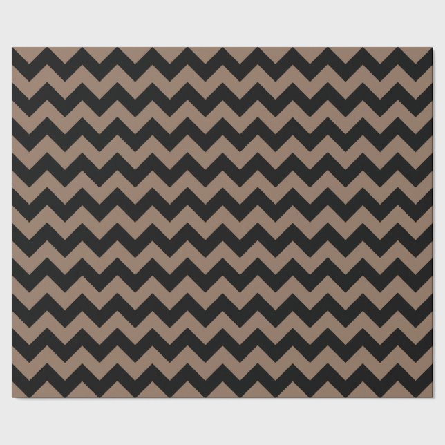 Elegant Geometric Black And Brown Chevron Pattern Wrapping Paper (Seam)