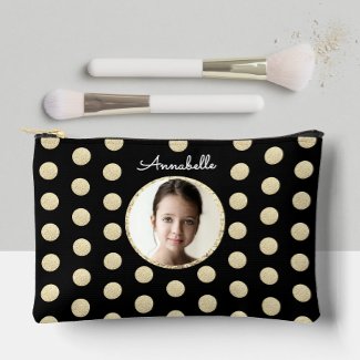Elegant Geometric Black Gold Glitter Circle Dotty