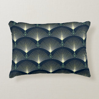 Elegant Geometric: Blue Art Deco. Accent Pillow