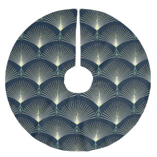 Elegant Geometric: Blue Art Deco. Brushed Polyester Tree Skirt
