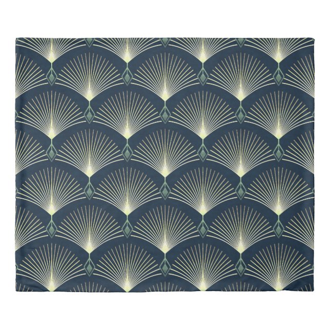 Elegant Geometric: Blue Art Deco. Duvet Cover (Front)