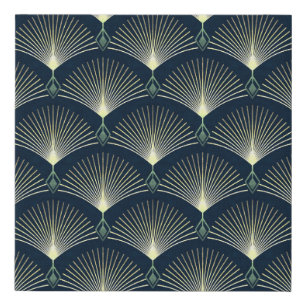 Elegant Geometric: Blue Art Deco. Faux Canvas Print