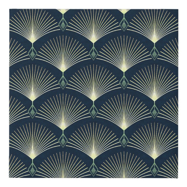 Elegant Geometric: Blue Art Deco. Faux Canvas Print (Front)