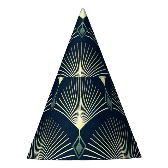 Elegant Geometric: Blue Art Deco. Party Hat (Front)