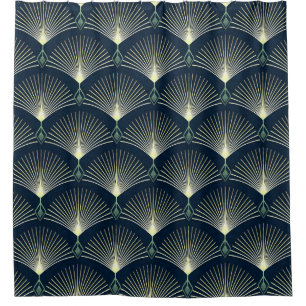 Elegant Geometric: Blue Art Deco. Shower Curtain