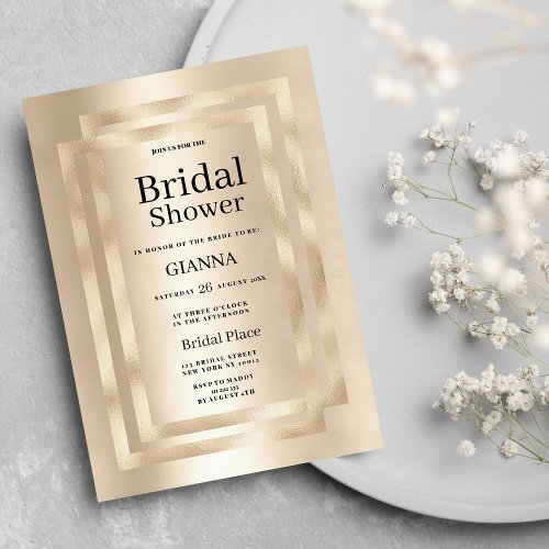 Elegant geometric champagne gold Bridal Shower Invitation