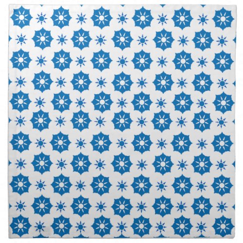 Elegant Geometric Floral Blue And White Pattern Cloth Napkin