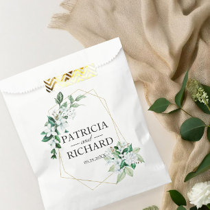 Elegant Geometric Floral Greenery Wedding Favor Bag