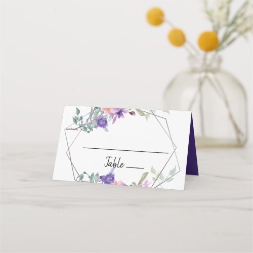 Elegant Geometric  Floral Wedding Place Card