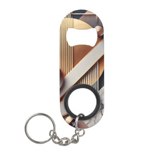 Elegant Geometric Gold Bottle Opener Keychain