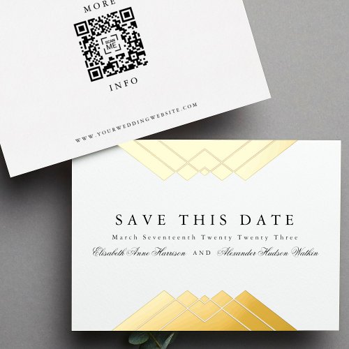 Elegant Geometric Gold Save the Date Foil Invitation