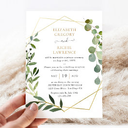 Elegant Geometric Greenery Wedding Reception Invitation