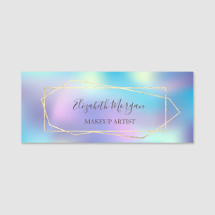 Elegant Geometric,Holographic Makeup artist Name Tag