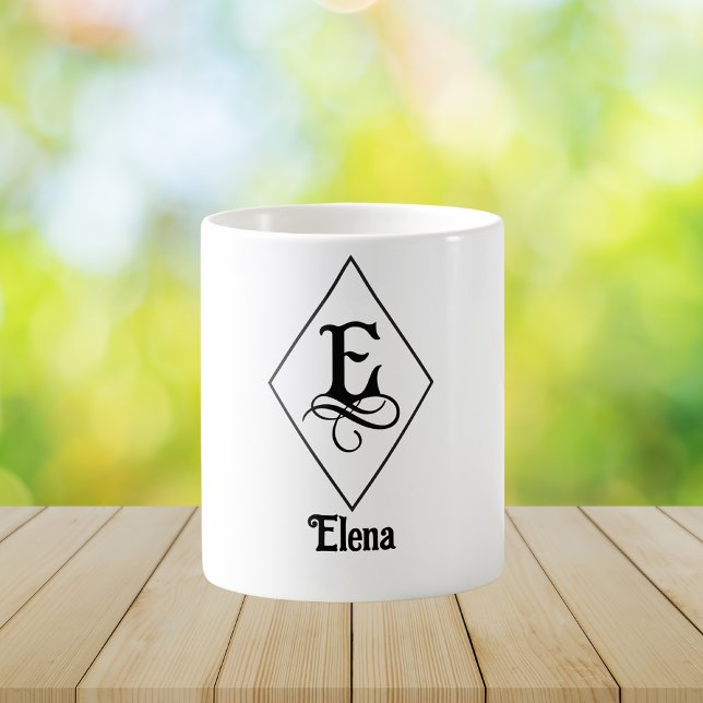 Elegant Geometric Initial Monogram E Coffee Mug (Creator Uploaded)