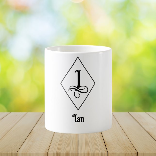 Elegant Geometric Initial Monogram I Coffee Mug (Creator Uploaded)