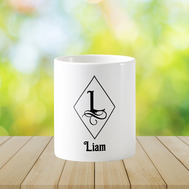 Elegant Geometric Initial Monogram L Coffee Mug (Creator Uploaded)