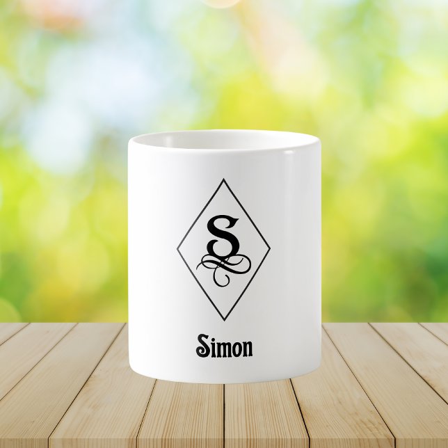 Elegant Geometric Initial Monogram S Coffee Mug (Creator Uploaded)