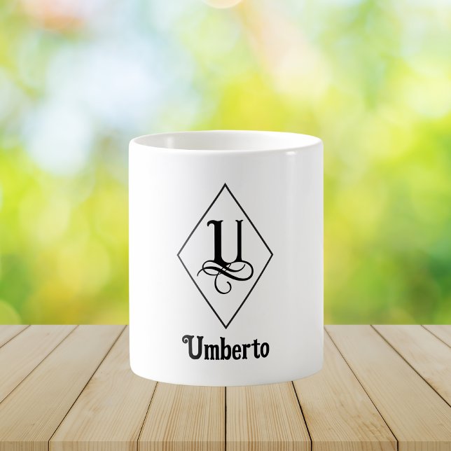 Elegant Geometric Initial Monogram U Coffee Mug (Creator Uploaded)
