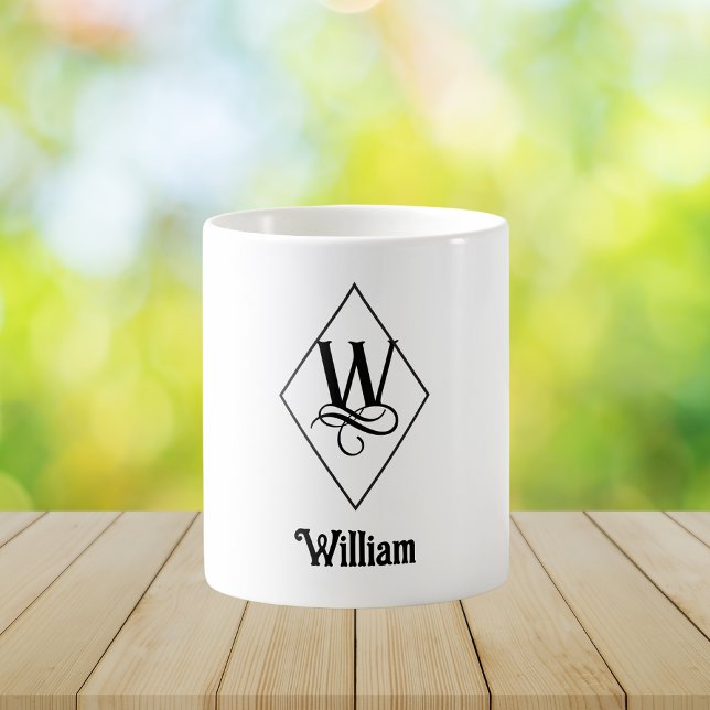 Elegant Geometric Initial Monogram W Coffee Mug (Creator Uploaded)