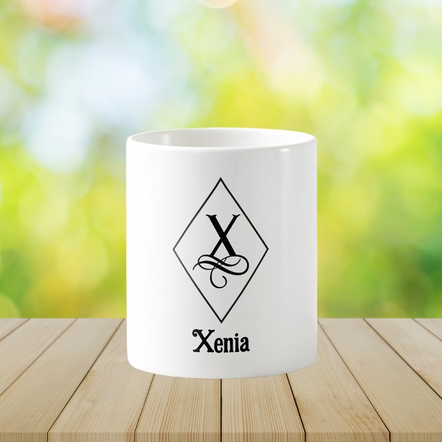 Elegant Geometric Initial Monogram X Coffee Mug (Creator Uploaded)