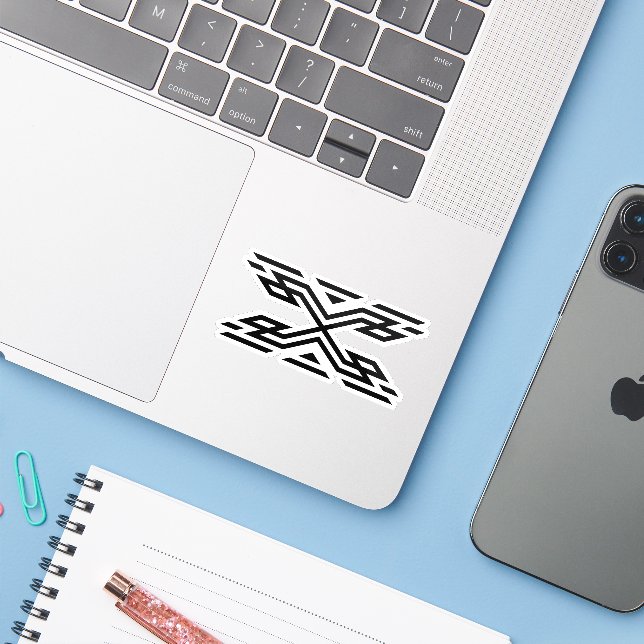 Elegant Geometric Letter X Monogram Sticker (Laptop w/ iPhone)