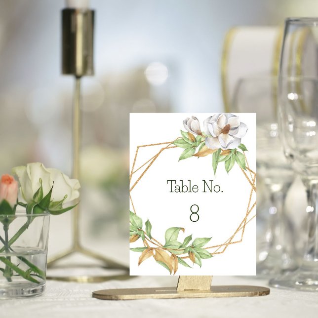 Elegant Geometric Magnolia Floral Wedding Table No Note Card (Creator Uploaded)