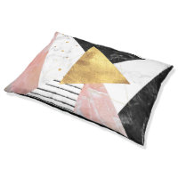 Elegant geometric marble and gold design pet bed