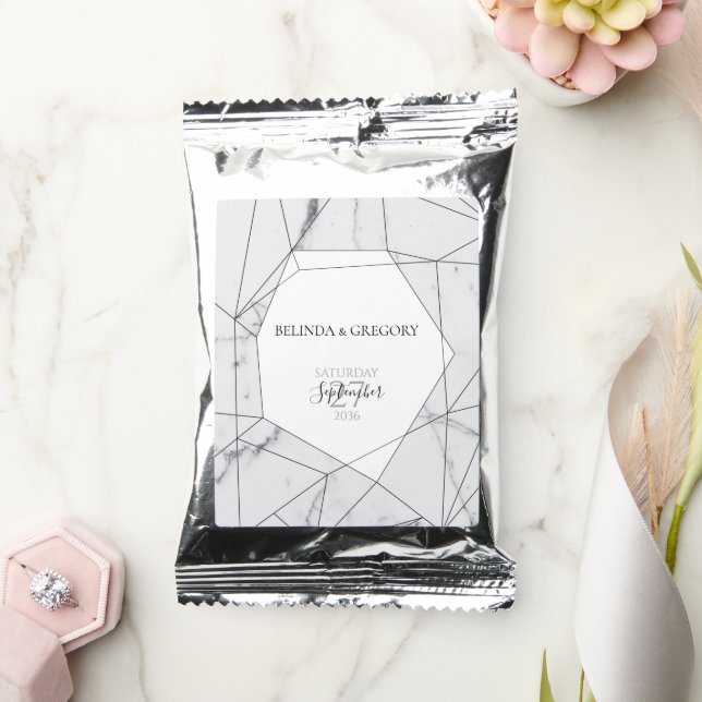 Elegant Geometric Marble Wedding  Coffee Drink Mix (Wedding)