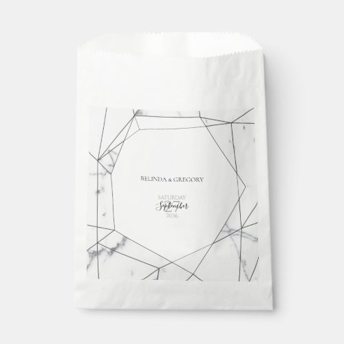 Elegant Geometric Marble Wedding Favor Bag