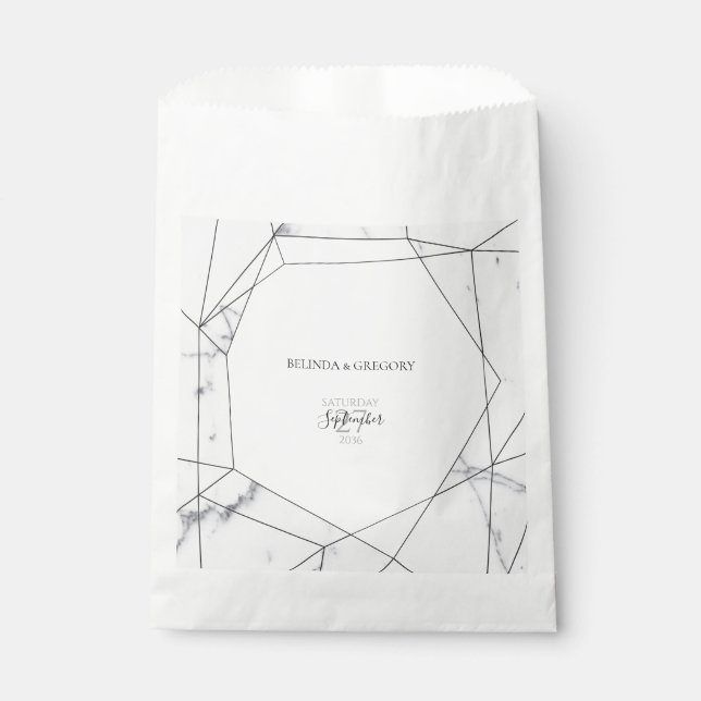 Elegant Geometric Marble Wedding Favor Bag (Front)