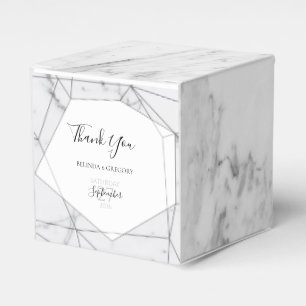 Elegant Geometric Marble Wedding Favor Boxes