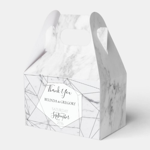 Elegant Geometric Marble Wedding Favor Boxes