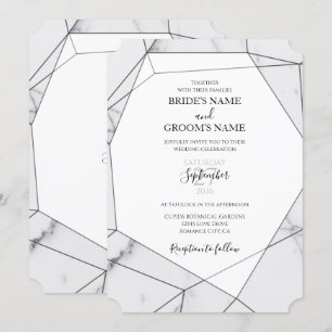 Elegant Geometric Marble Wedding Invitations