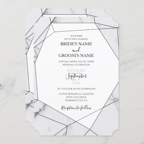 Elegant Geometric Marble Wedding Invitations