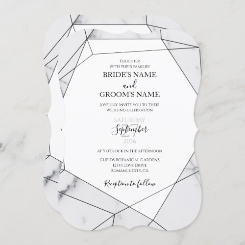 Elegant Geometric Marble Wedding Invitations