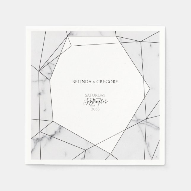 Elegant Geometric Marble Wedding  Napkins (Front)