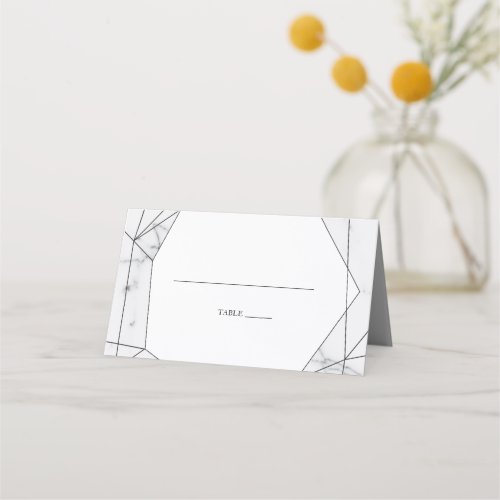 Elegant Geometric Marble Wedding Place Card