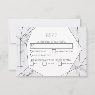 Elegant Geometric Marble Wedding RSVP Cards
