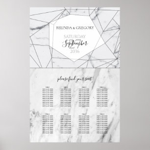 Elegant Geometric Marble Wedding Seating Chart