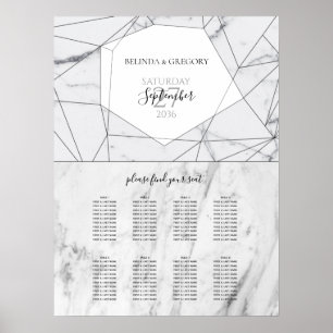 Elegant Geometric Marble Wedding Seating Chart