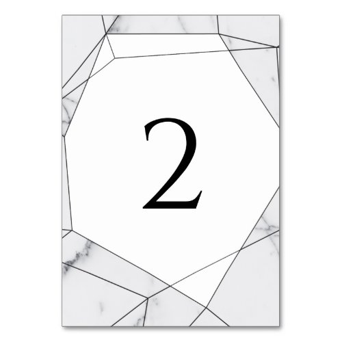 Elegant Geometric Marble Wedding Table Number