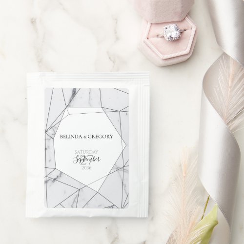 Elegant Geometric Marble Wedding Tea Bag Drink Mix