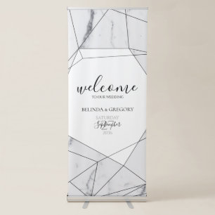 Elegant Geometric Marble Wedding Welcome Sign