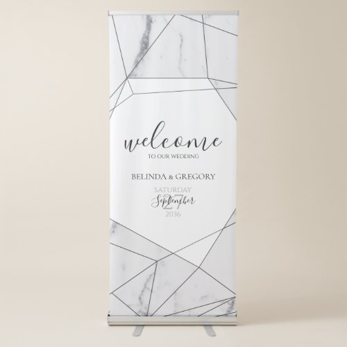 Elegant Geometric Marble Wedding Welcome Sign