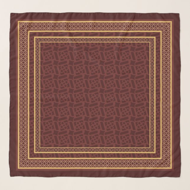 Elegant Geometric Maroon Hijab Scarf Design (Front)