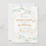 Elegant Geometric Mint-Gold Wedding Invitation