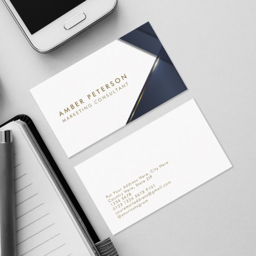 Elegant Geometric  Modern Gold Line Professional Business Card