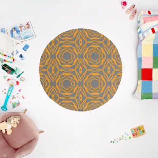 Elegant Geometric Orange Outdoor Rug